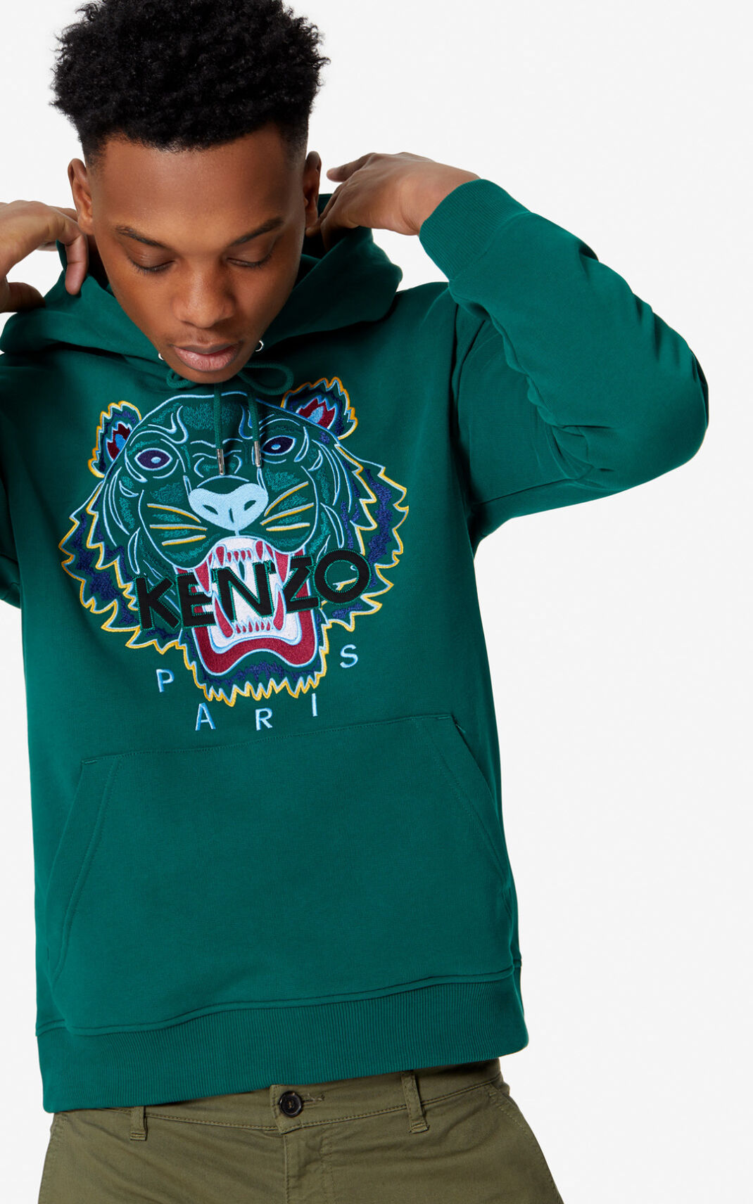 Sudaderas Con Capucha Kenzo Tiger Hombre Verde Oscuro - SKU.0830056